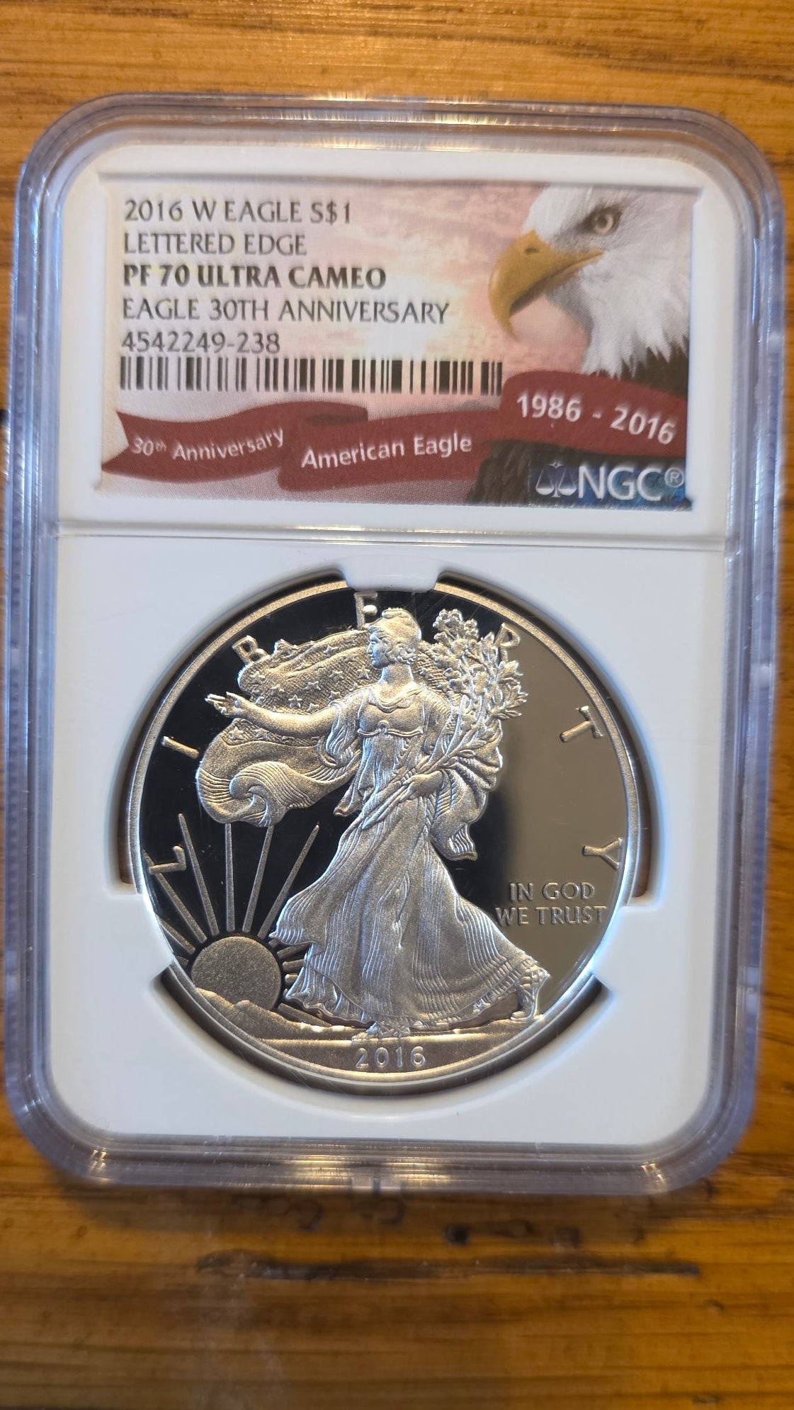 2016-W Silver Eagle NGC PF70 Ultra Cameo, 30th Anniversary