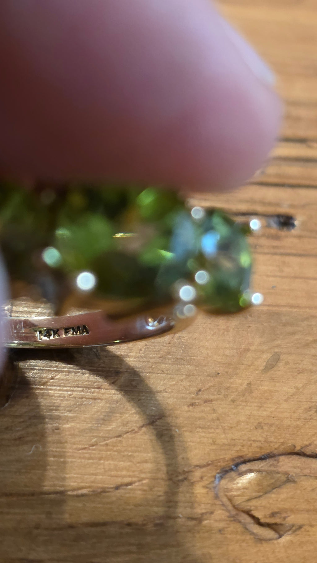 14K Yellow Gold, 4.05 ctw Natural Peridot and Diamond Trilogy Ring