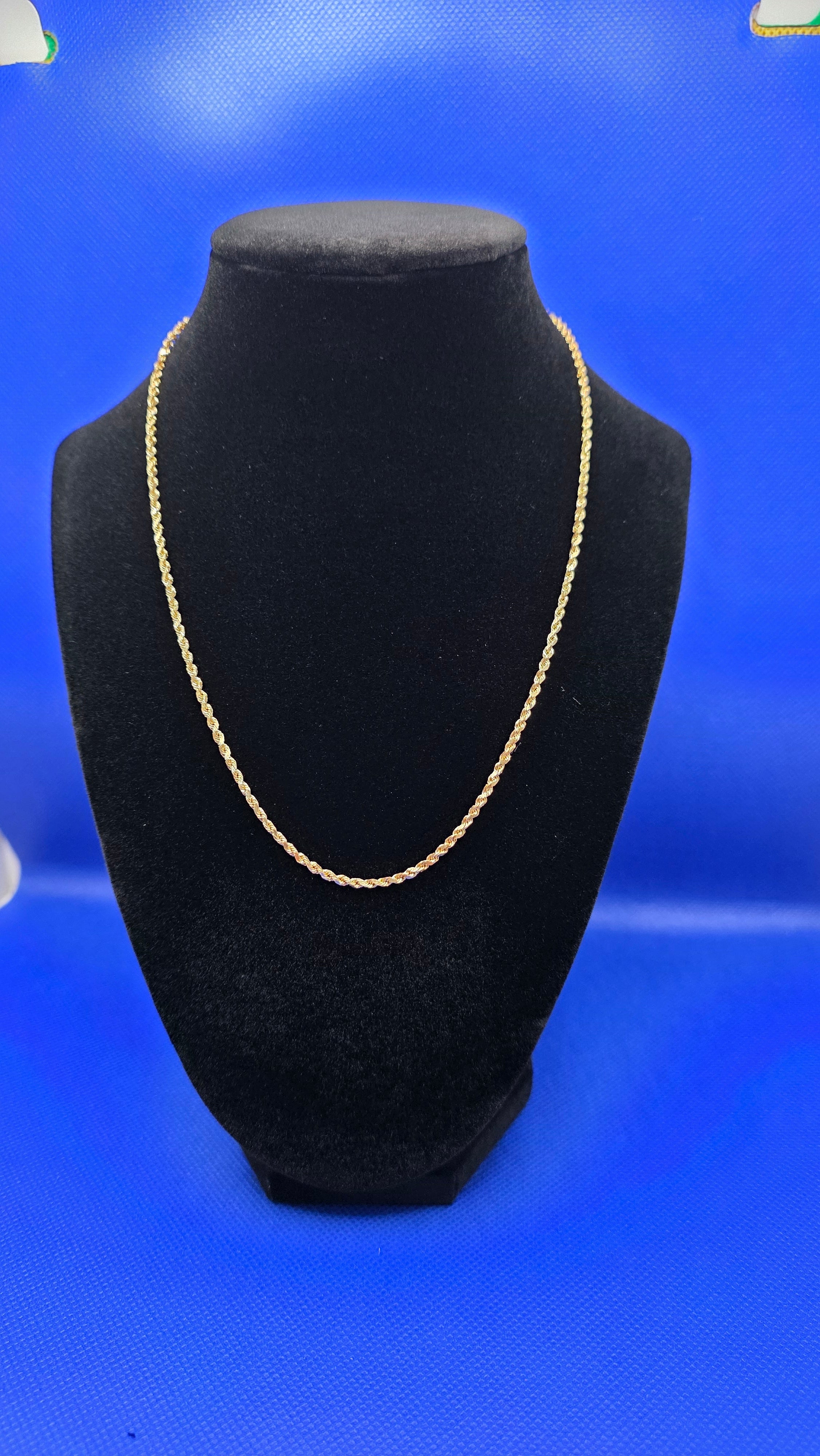 14K Yellow Gold Rope Chain Necklace - 18 inch 3.3grams (Vintage)