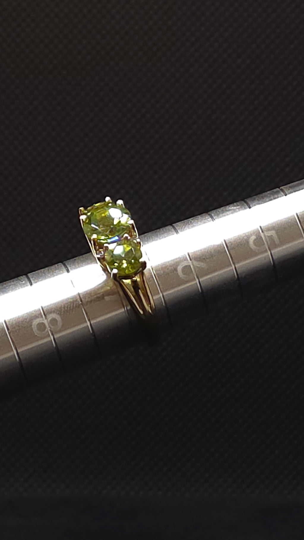 14K Yellow Gold, 4.05 ctw Natural Peridot and Diamond Trilogy Ring
