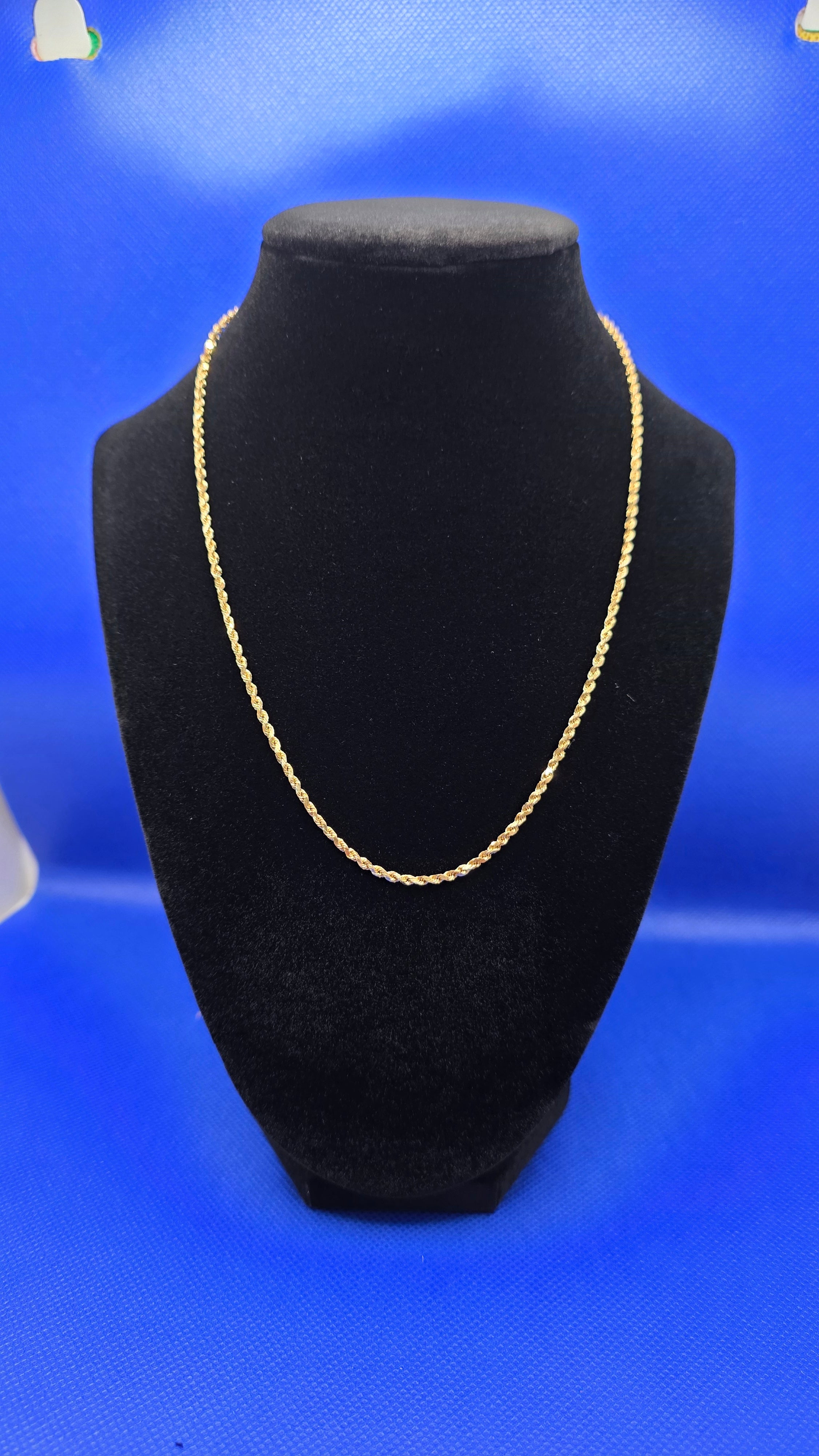 14K Yellow Gold Rope Chain Necklace - 18 inch 3.3grams (Vintage)